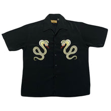 Load image into Gallery viewer, Dragonfly King Cobra Snake Embroidered Button Up Shirt Men’s Large
