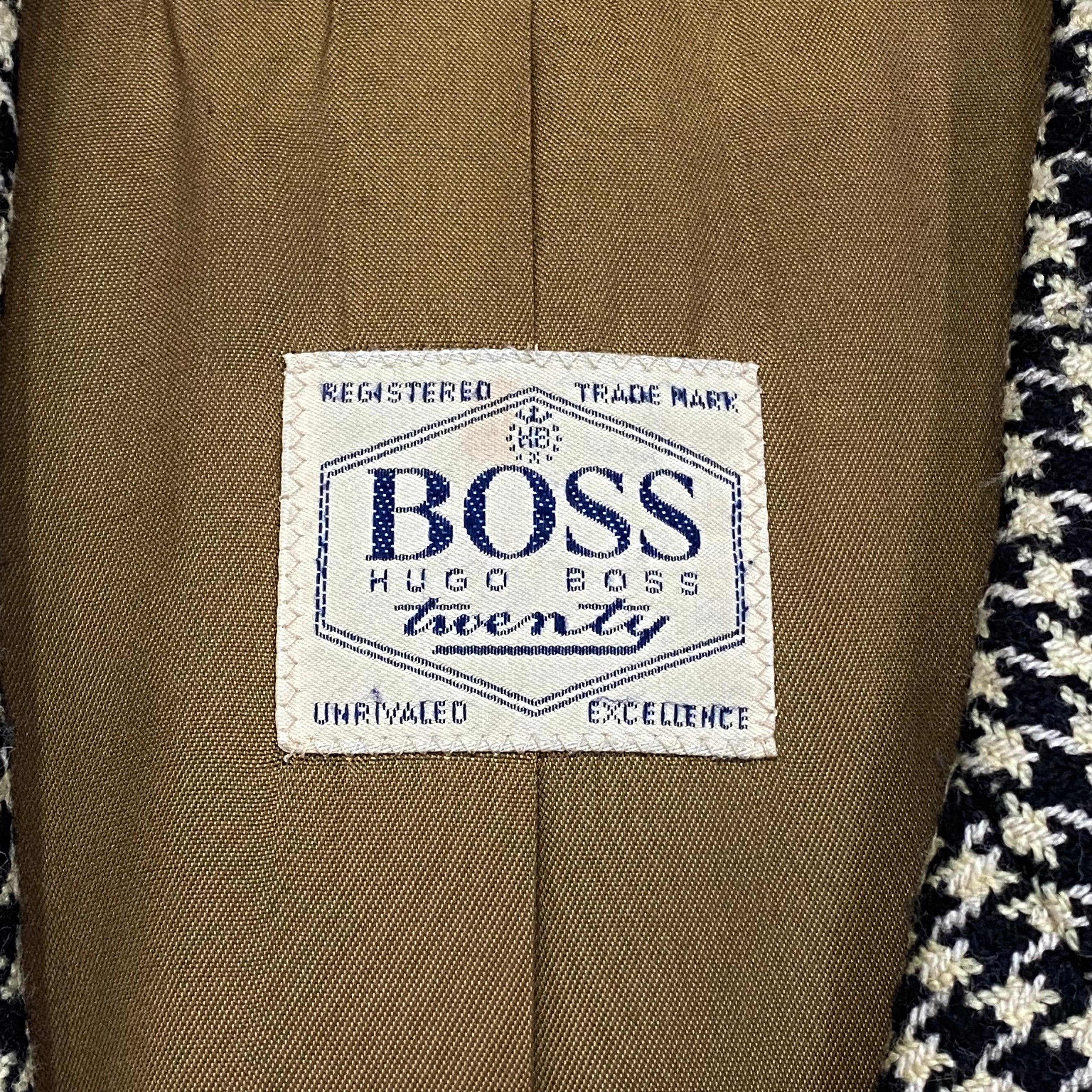 Vintage Hugo Boss Houndstooth Double Breasted Blazer Jacket Men’s 48