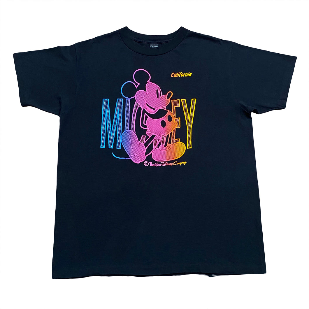 Vintage 90’s Walt Disney Mickey Mouse California Neon Puffy Print T-Shirt XL