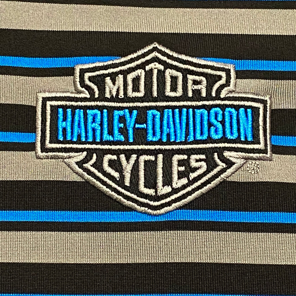 Harley Davidson Striped Golf Shirt Large
