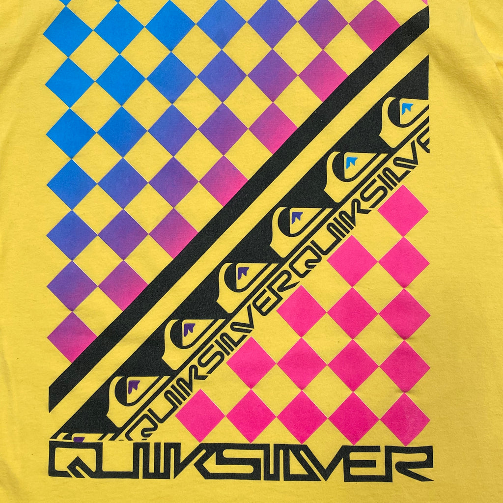 Vintage Quiksilver Surf Skate Yellow Neon Graphic T-Shirt Men’s Small