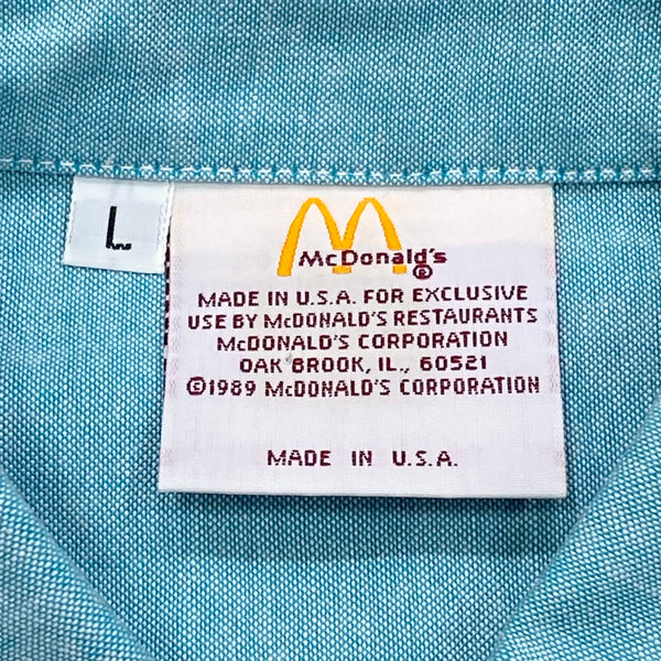 Vintage 1989 McDonald’s Embroidered Crew Uniform Employee Button Up Shirt Men’s Large