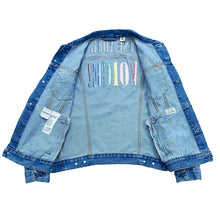 Load image into Gallery viewer, Levi’s Premium Denim LGBT Pride Use Your Voice Embroidered Truck Jacket Large

