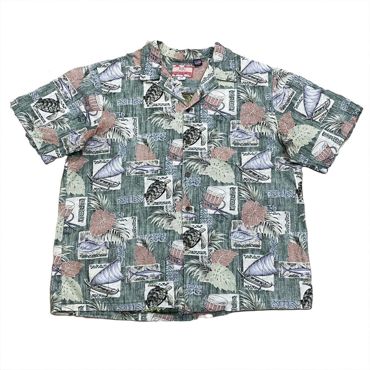 Vintage RJC All Over Print Hawaii USA Hawaiian Shirt 2XL