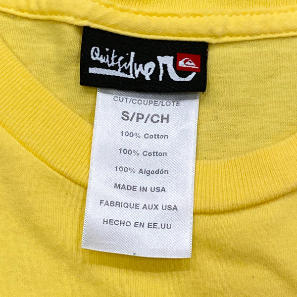 Vintage Quiksilver Surf Skate Yellow Neon Graphic T-Shirt Men’s Small