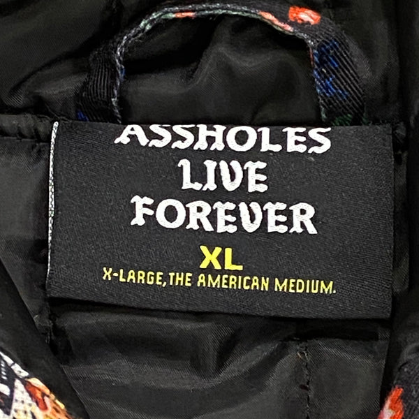 Assholes Live Forever By Linda Finegold Tiger & Floral All Over Print Jacket XL