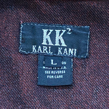 Load image into Gallery viewer, Vintage Karl Kani KK2 Orange/Red Shimmer Denim Jacket Women’s Large
