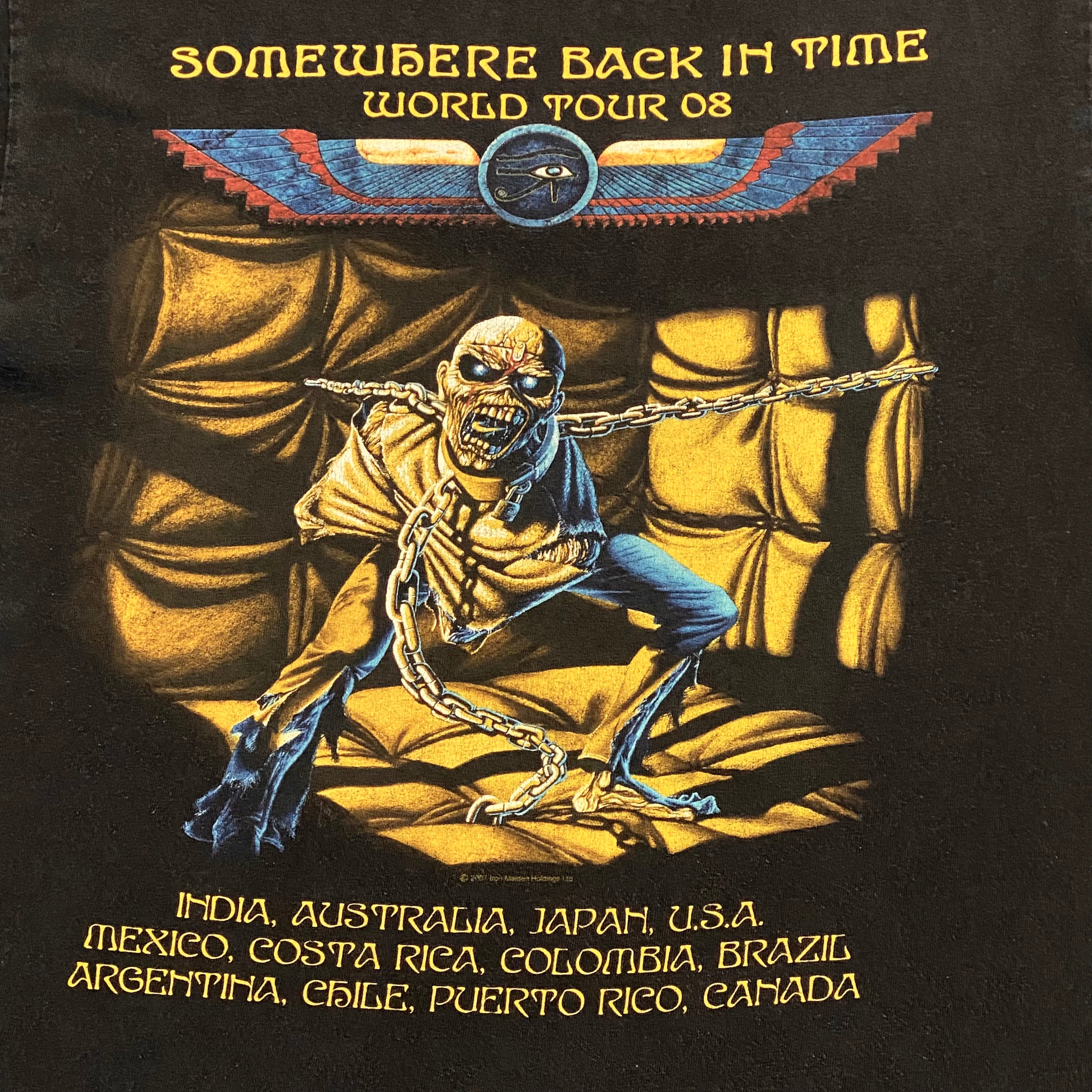 Iron Maiden 2008 Somewhere Back In Time World Tour T-Shirt Men’s Medium