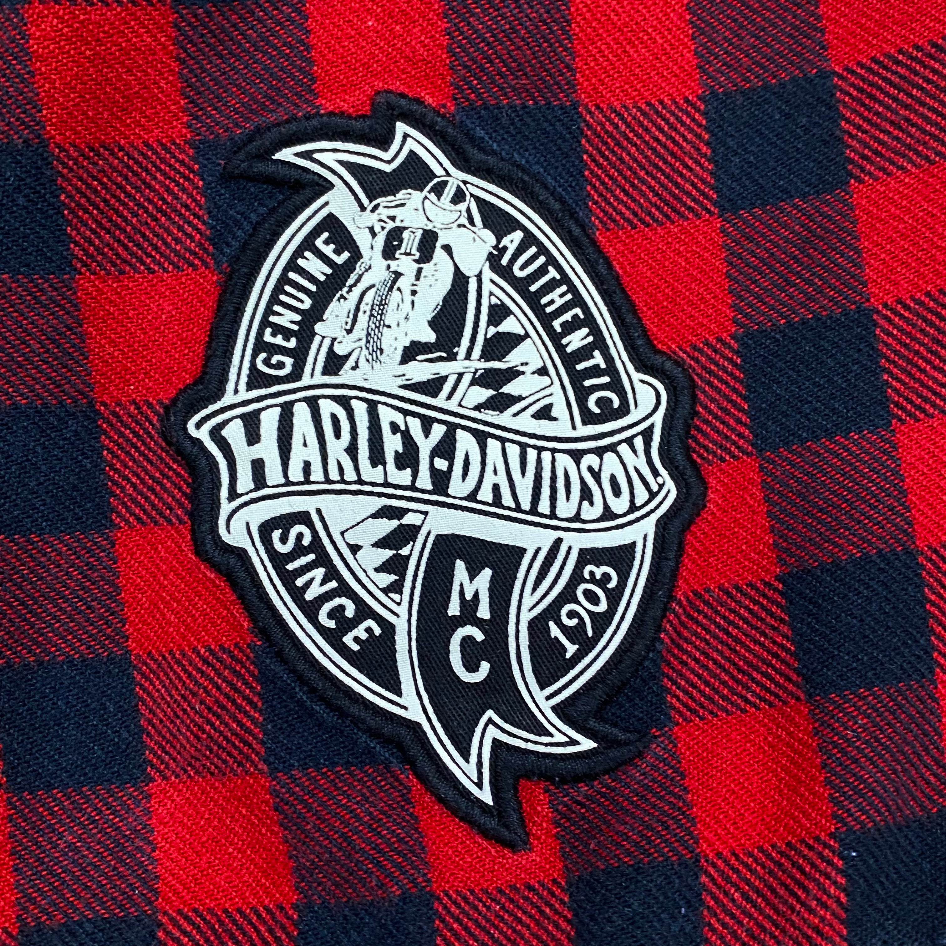 Harley Davidson Plaid Embroidered Short Sleeve Button Up Shirt XL