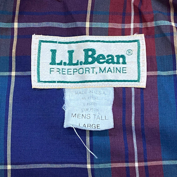 Vintage LL Bean Plaid Lined Harrington Windbreaker Jacket Men’s Tall Large