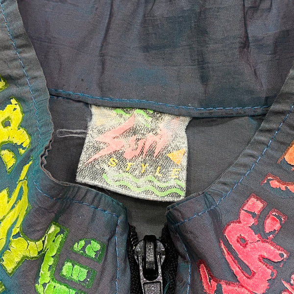 Vintage Surf Style Iridescent 1/4 Zip Windbreaker Jacket One Size
