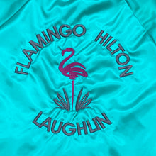 Load image into Gallery viewer, Vintage Flamingo Hilton Laughlin Embroidered Snap Button Satin Jacket Medium
