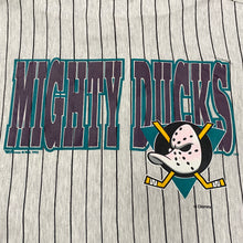 Load image into Gallery viewer, Vintage 1993 Ravens Athletic Disney NHL Anaheim Mighty Ducks Pinstripe Baseball Shirt Men&#39;s Medium
