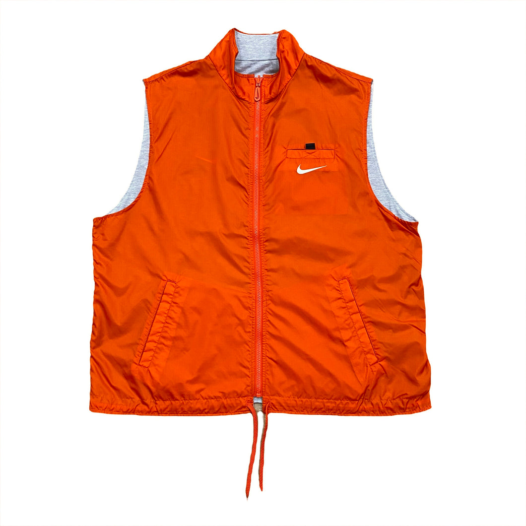Vintage Nike White Tag Orange Nylon Reversible Zip Vest Men’s XL