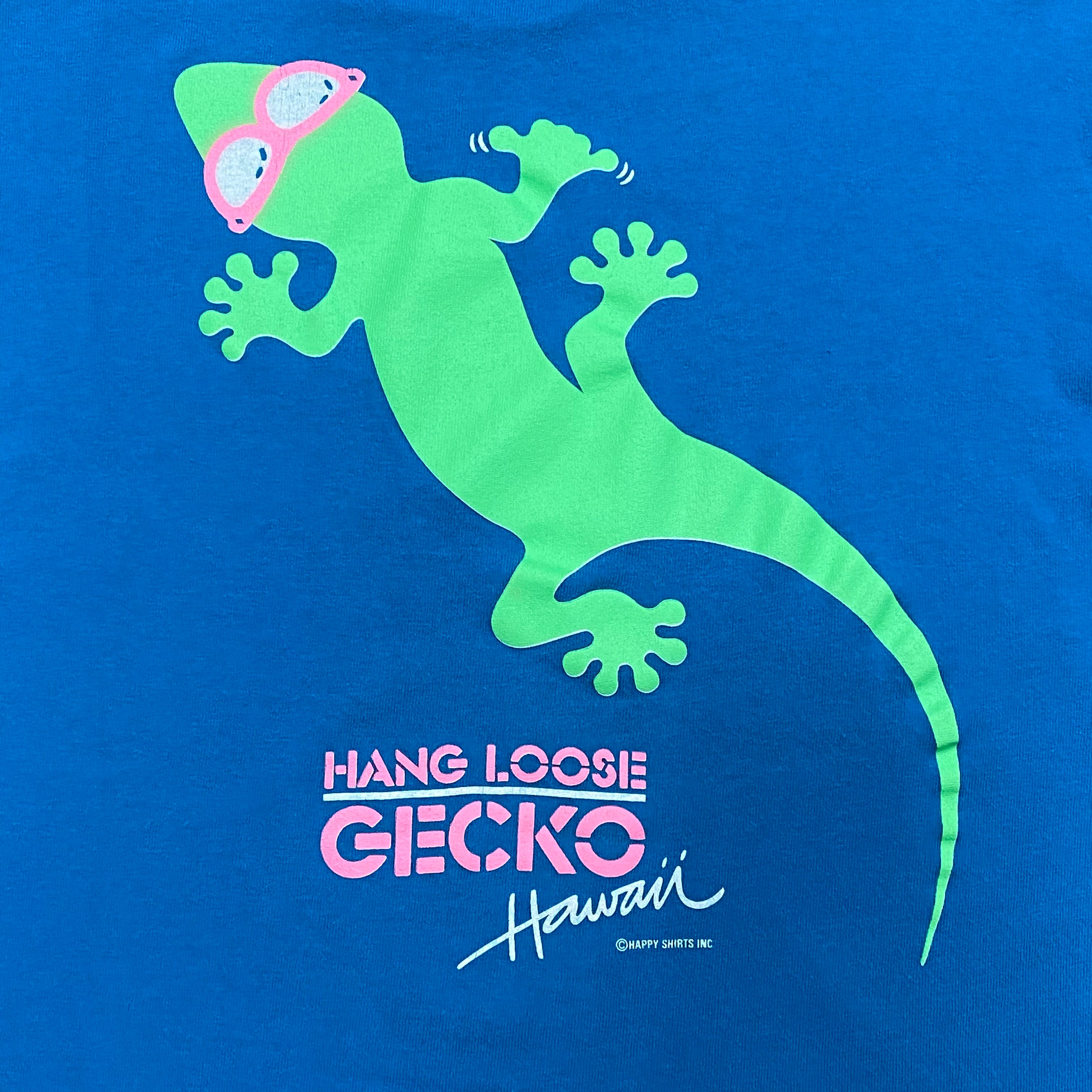 Vintage Hang Loose Gecko Hawaii Blue USA T-Shirt Men’s Small