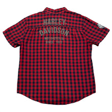 Load image into Gallery viewer, Harley Davidson Plaid Embroidered Short Sleeve Button Up Shirt XL
