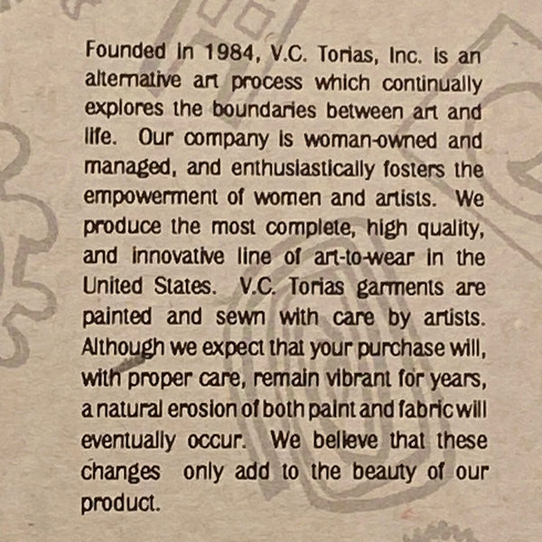 Vintage 1995 V.C. Torias Signed Hand Painted All Over Print T-Shirt Women’s One Size