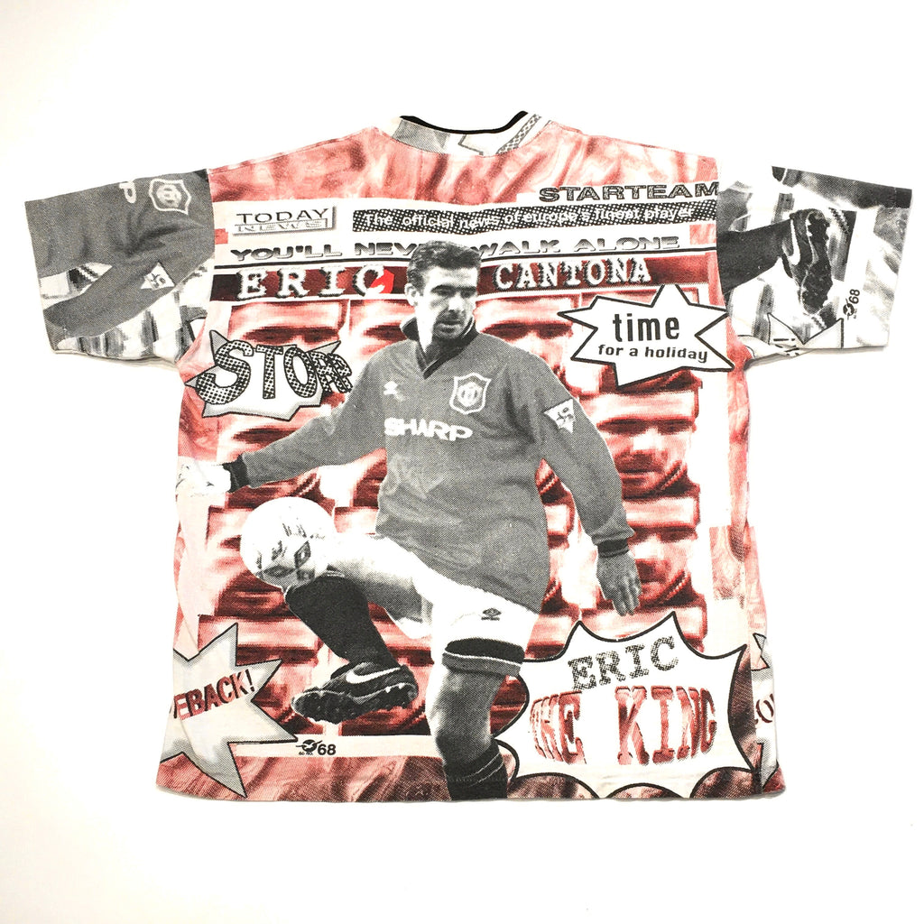 Vintage Manchester United FC Eric Cantona All Over Print Soccer Football T-Shirt Men’s Medium