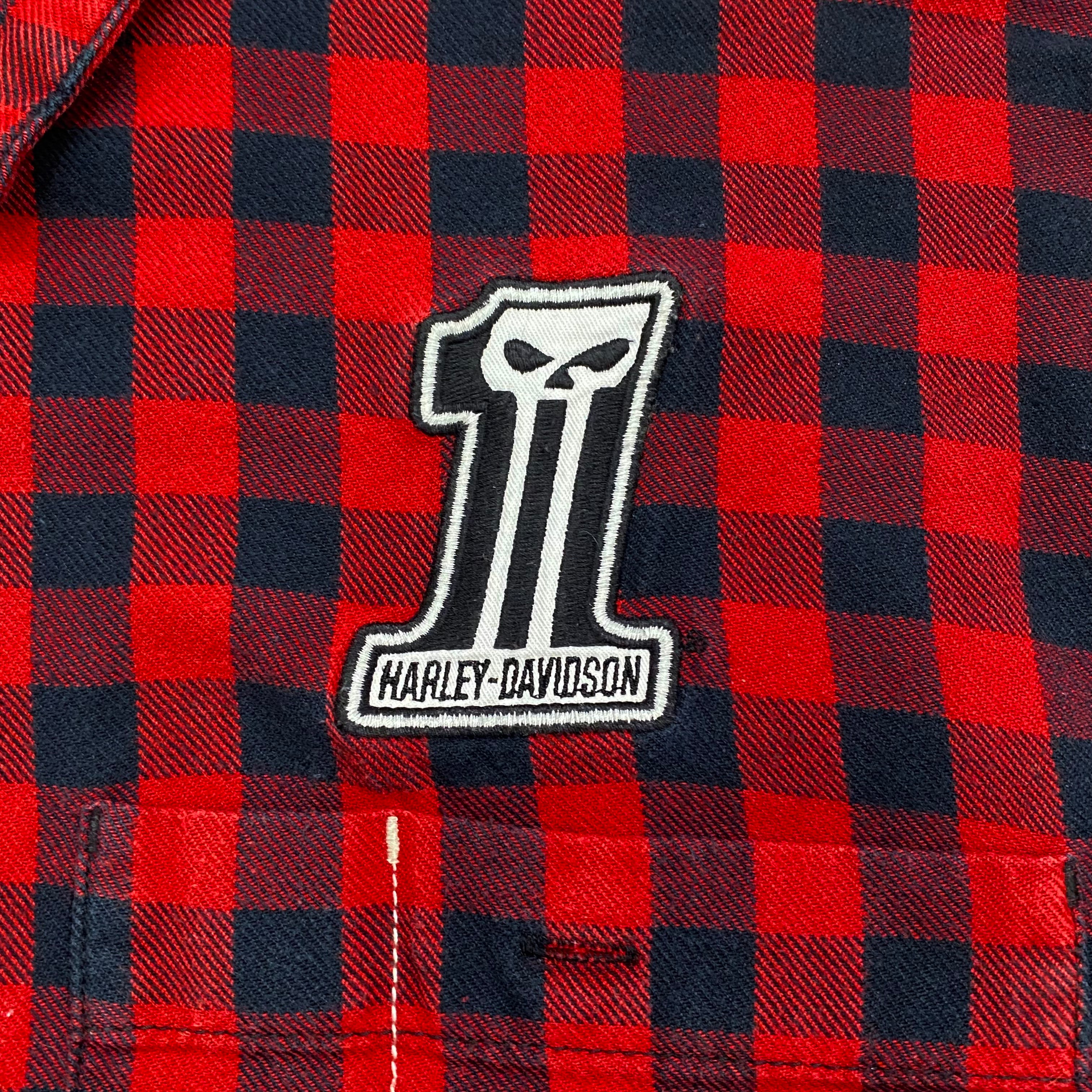 Harley Davidson Plaid Embroidered Short Sleeve Button Up Shirt XL