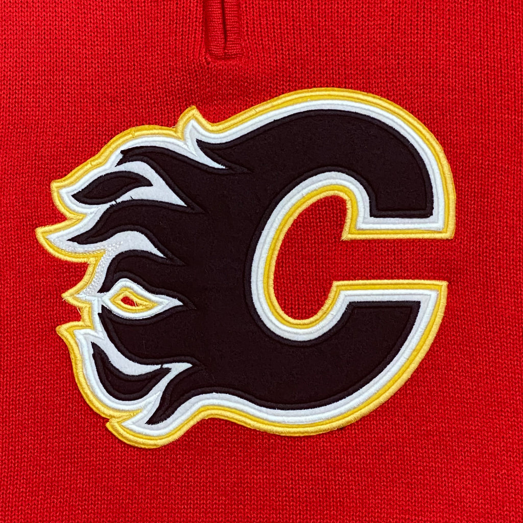 NHL Calgary Flames 1/4 Zip Knit Sweater Mens XL