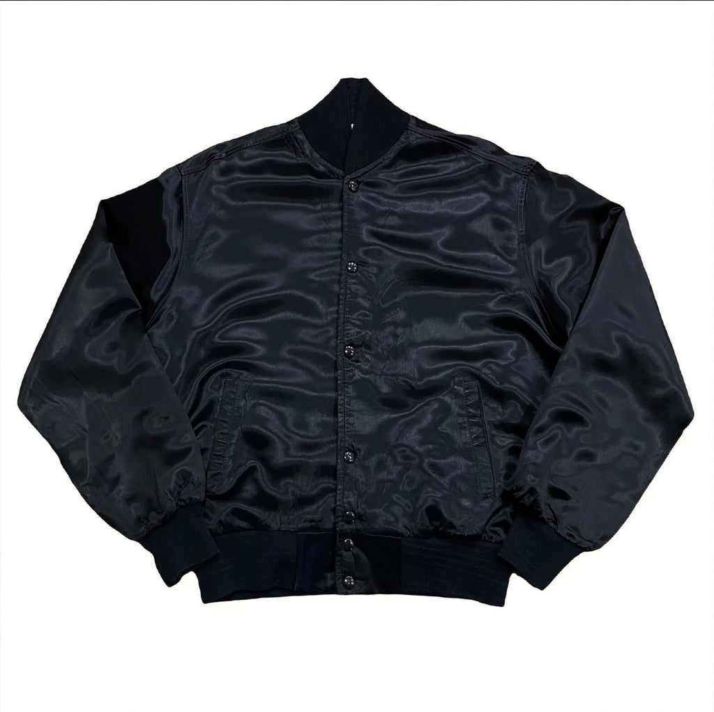 Vintage 80’s CBS TV Network Embroidered Black Satin Jacket Women’s Medium