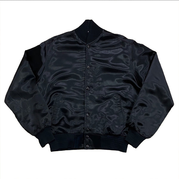 Vintage 80’s CBS TV Network Embroidered Black Satin Jacket Women’s Medium