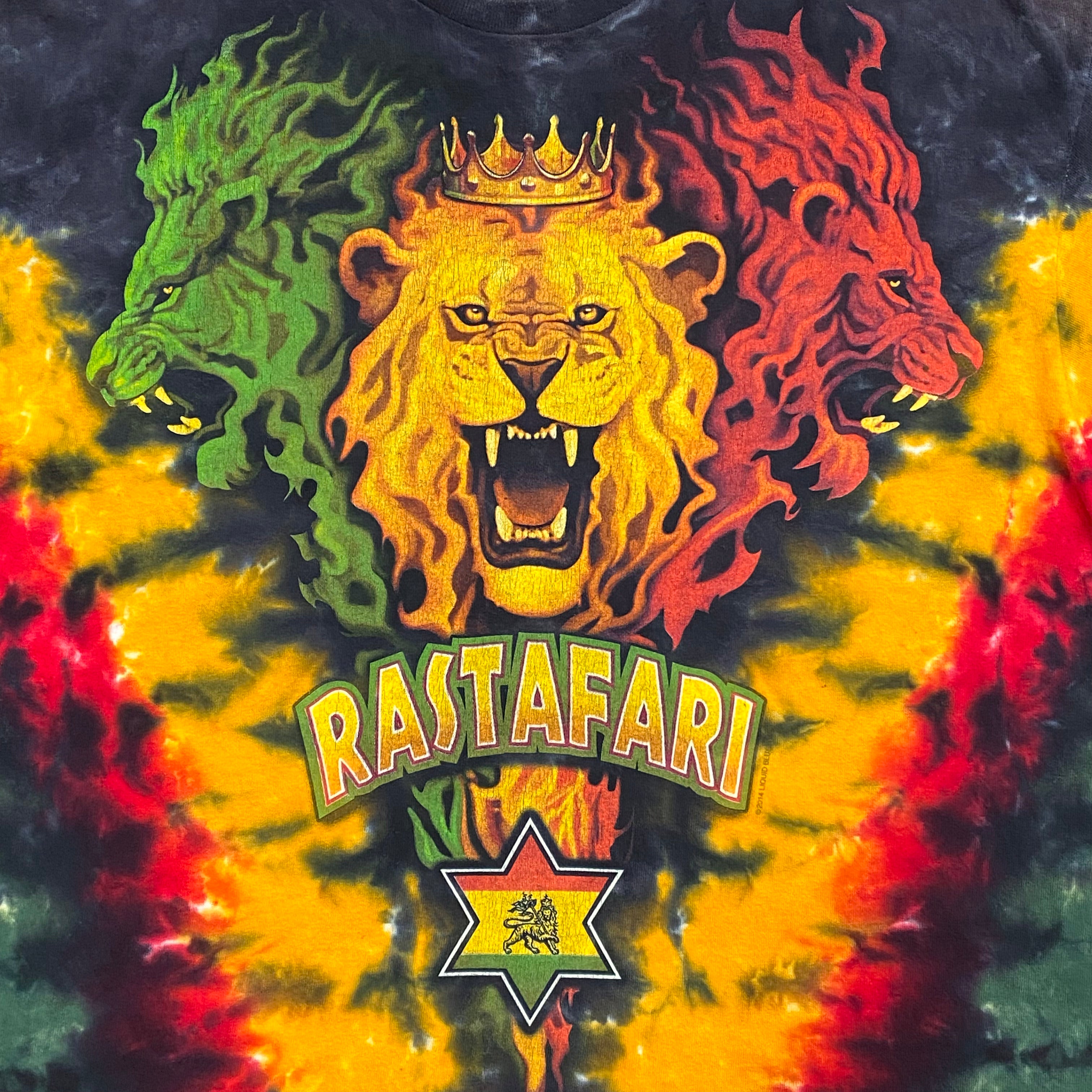 Liquid Blue 2014 Rastafari Reggae Rasta Lion Tie-Dye T-Shirt Men's XL