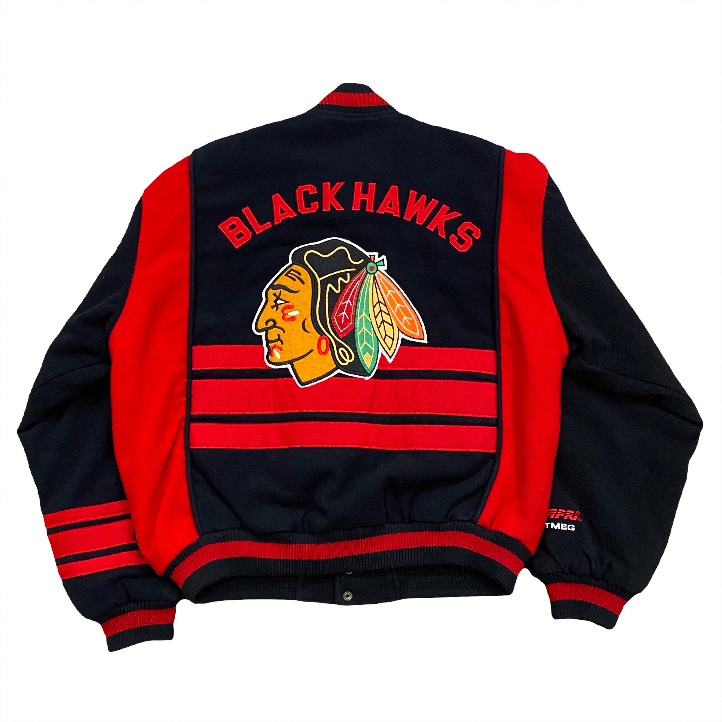 Vintage Nutmeg By Campri NHL Chicago Blackhawks Quilted Lined Wool Bomber Jacket Men’s Large