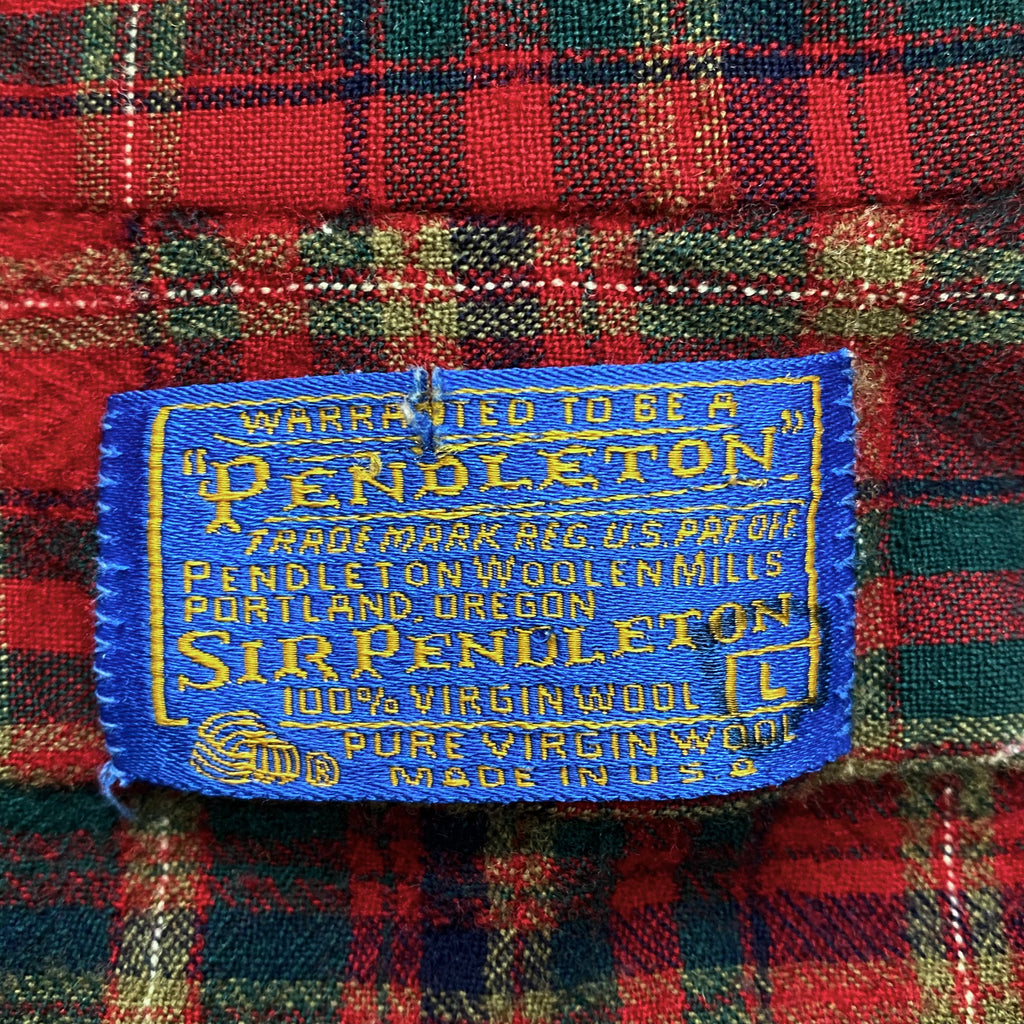 Vintage Pendleton Plaid Flannel Virgin Wool Button Up Shirt Men’s Large