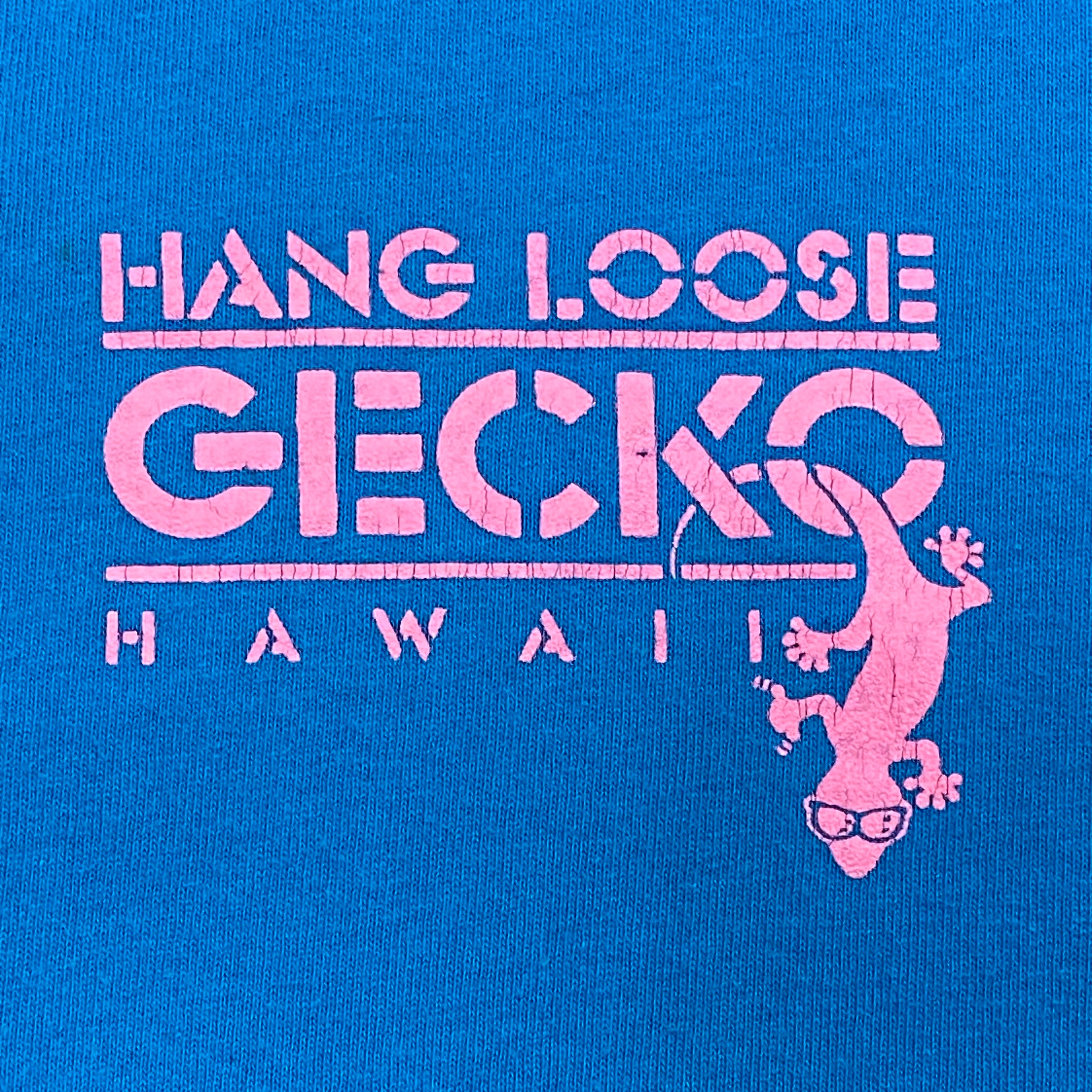 Vintage Hang Loose Gecko Hawaii Blue USA T-Shirt Men’s Small