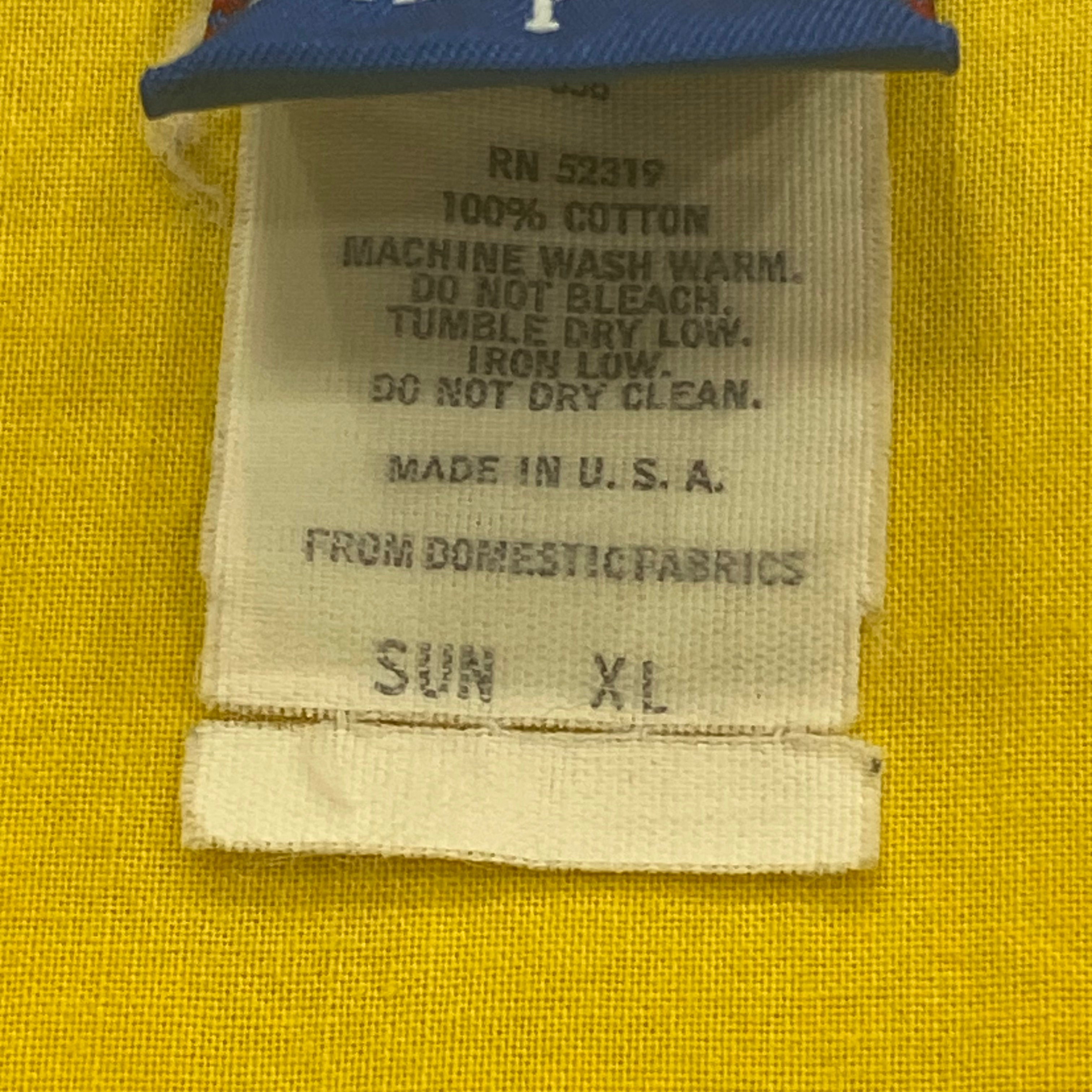 Vintage 1987 Ocean Pacific Pro Surf Classic Yellow Button Up Surfing Shirt Men’s XL