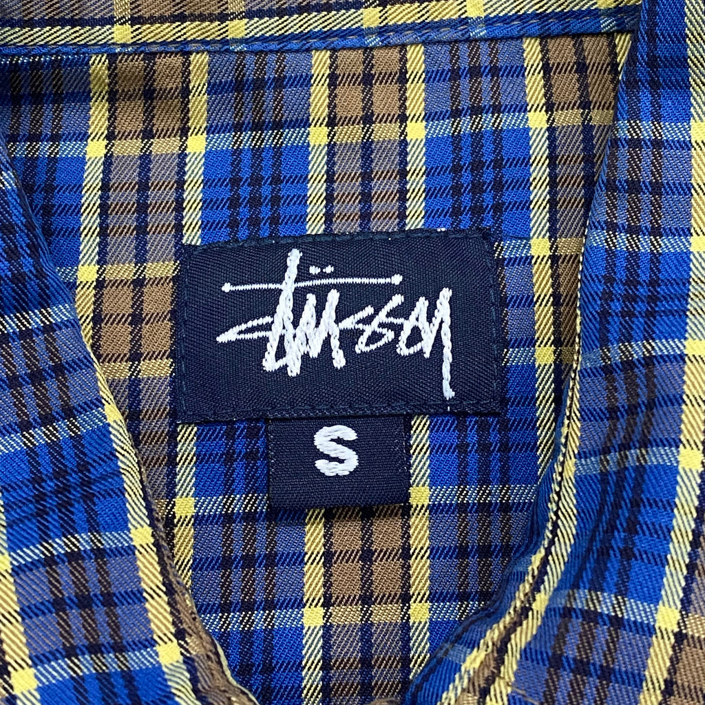 Vintage Stussy Plaid Western Pearl Snap Made In USA Button Up Shirt Men’s Small