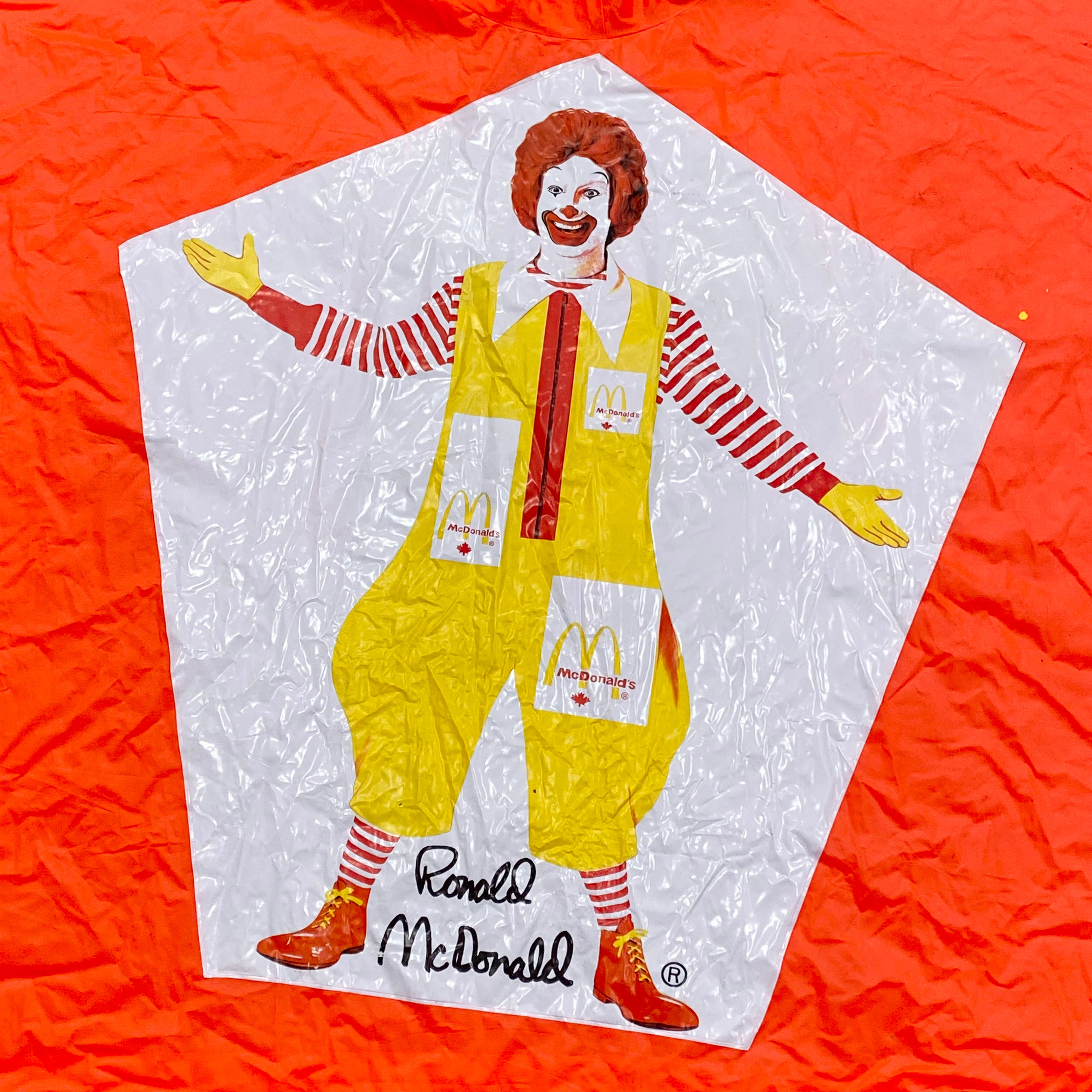 Vintage McDonalds Canada Ronald McDonald Neon Poncho Rain Jacket Kids One Size