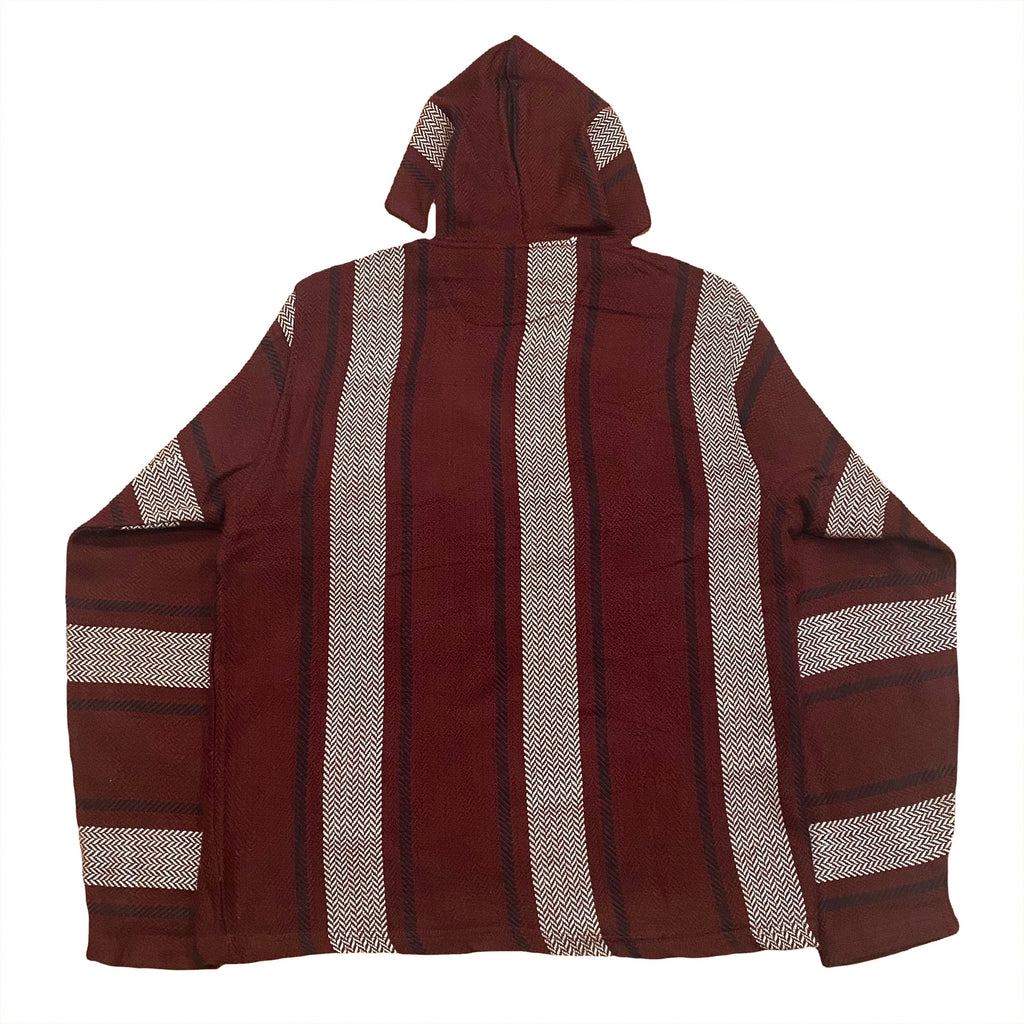 Primitive Skateboarding Burgundy Striped Baja Poncho Hoodie Men’s Large