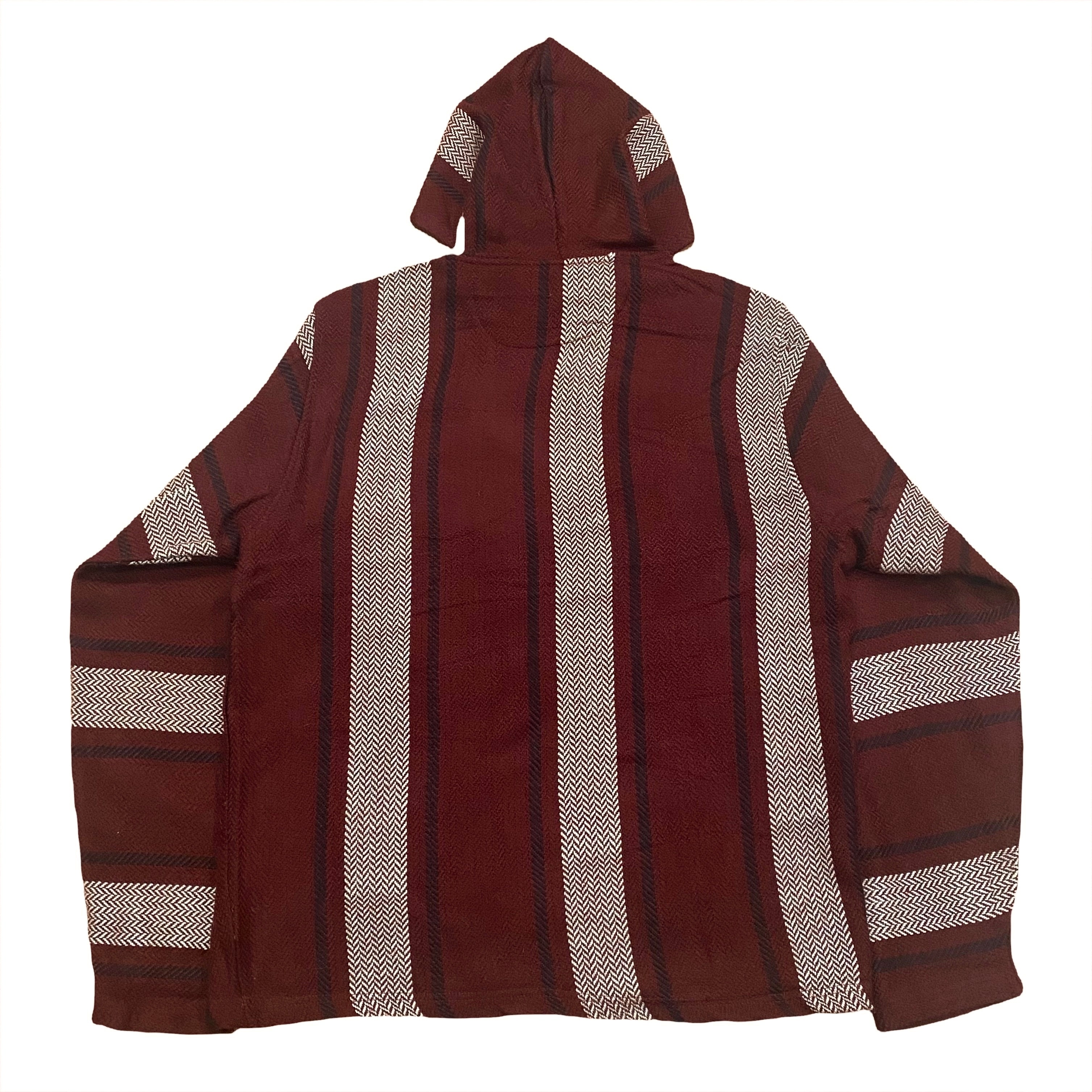 Primitive Skateboarding Burgundy Striped Baja Poncho Hoodie Men’s Large