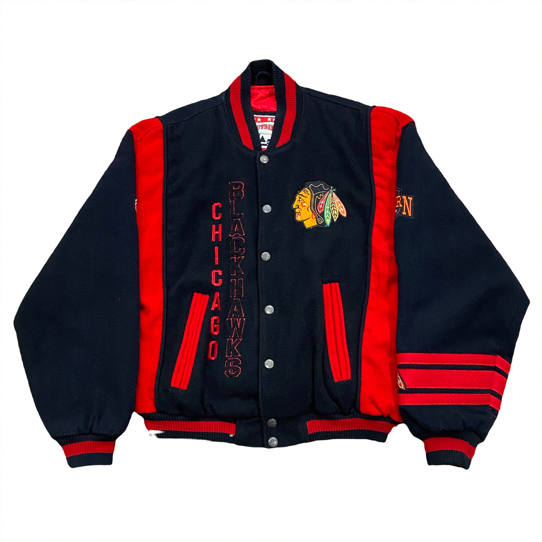 Vintage Nutmeg By Campri NHL Chicago Blackhawks Quilted Lined Wool Bomber Jacket Men’s Large