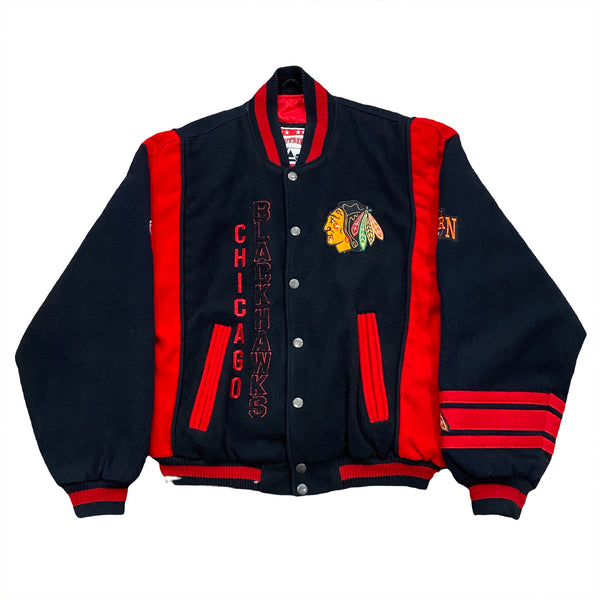 Vintage Nutmeg By Campri NHL Chicago Blackhawks Quilted Lined Wool Bomber Jacket Men’s Large