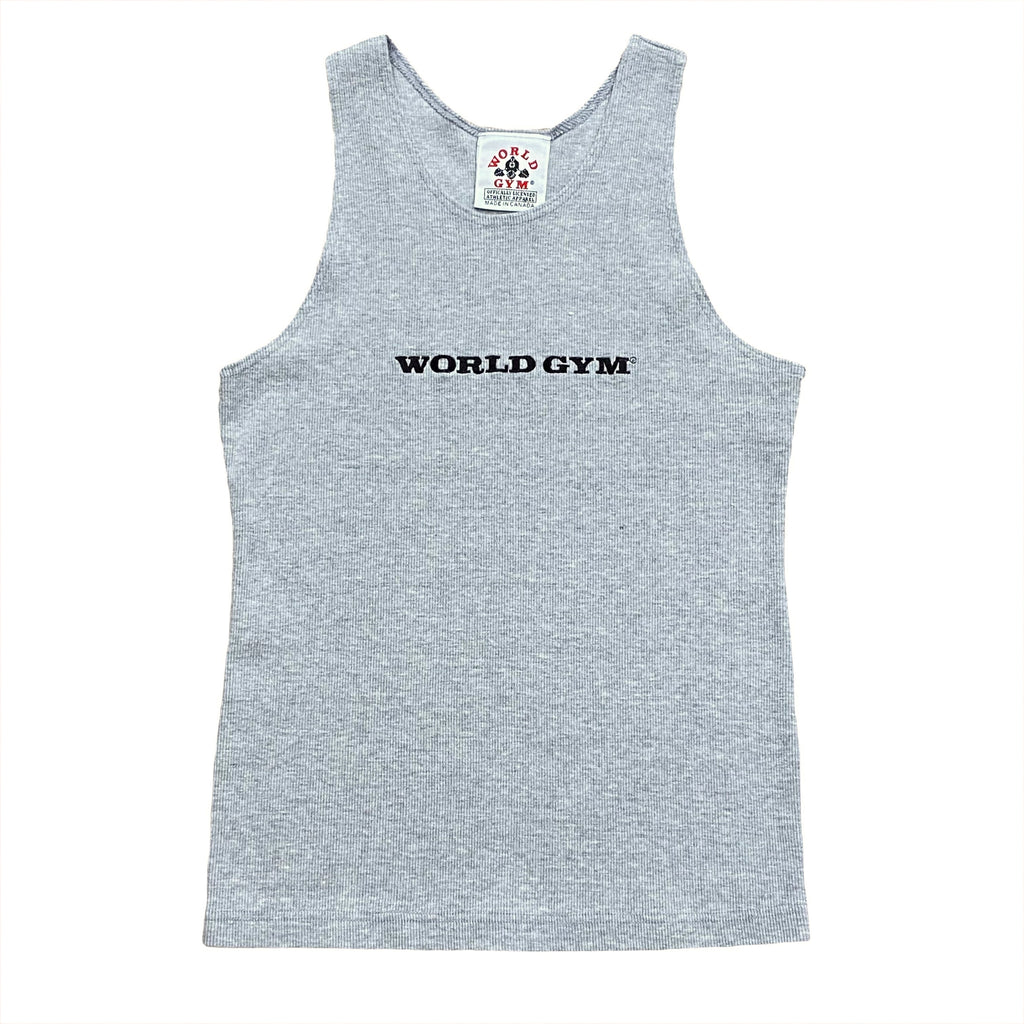 Vintage World Gym Embroidered Ribbed Tank Top Youth Large