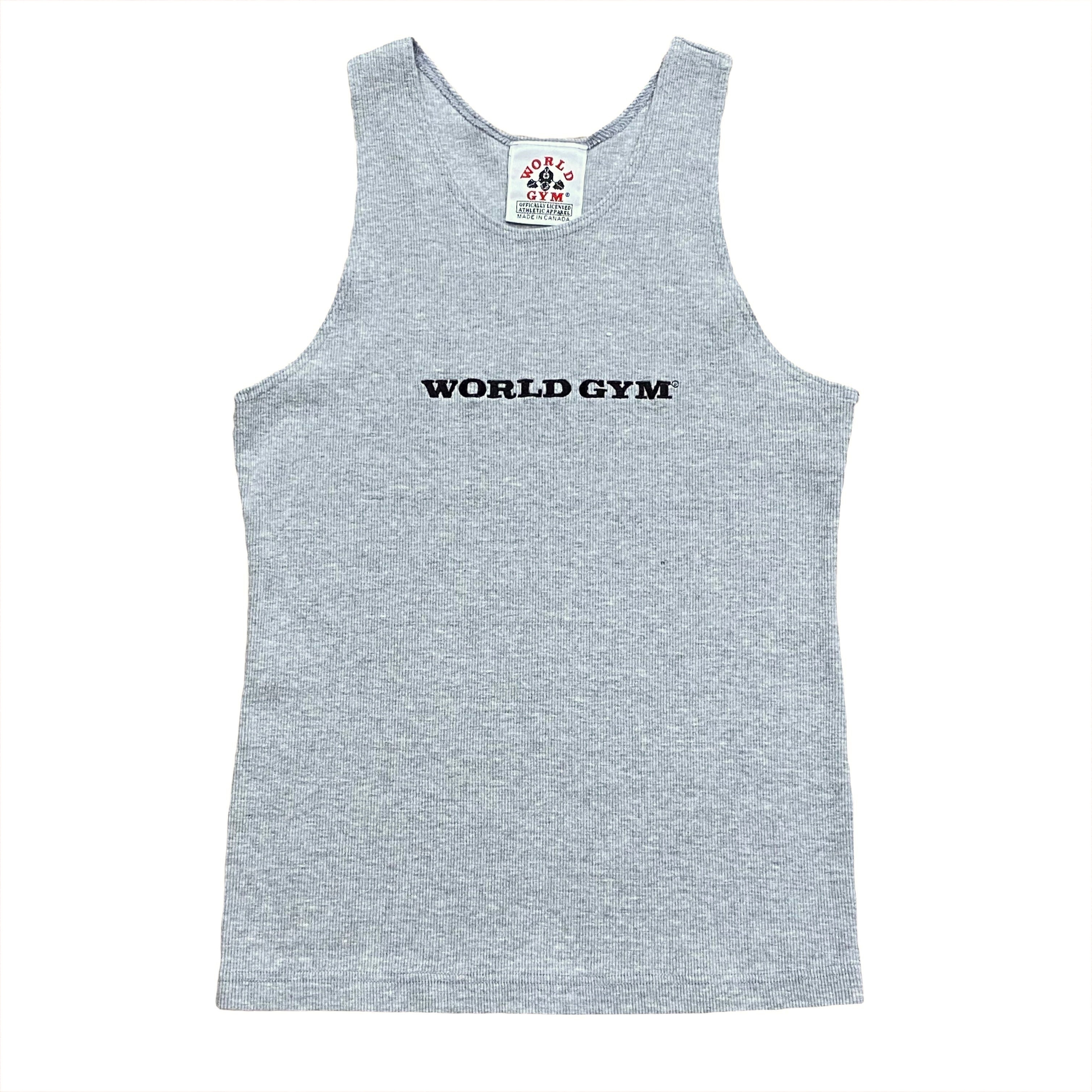 Vintage World Gym Embroidered Ribbed Tank Top Youth Large