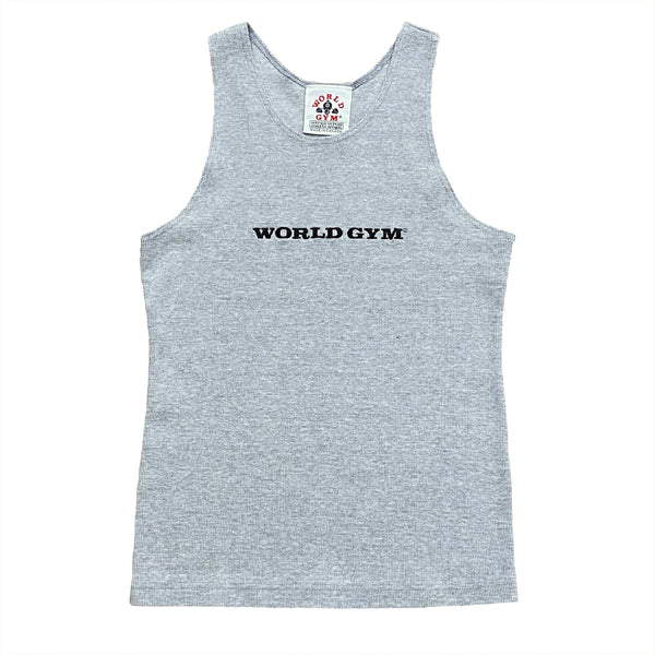 Vintage World Gym Embroidered Ribbed Tank Top Youth Large