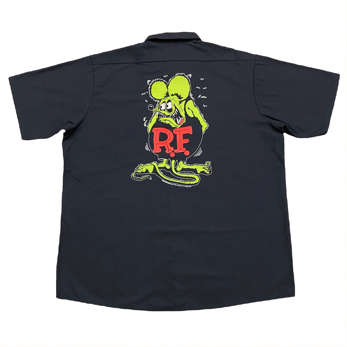 Vintage 2002 Rat Fink Red Kap Black Mechanic Chore Work Shirt Men’s XL