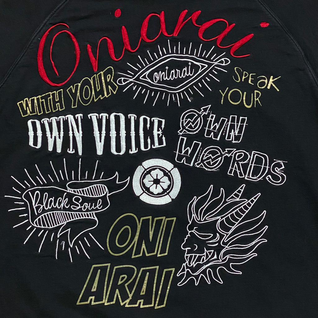 Oniarai Japanese Demon Skull Samurai Embroidered Sweatshirt XXL