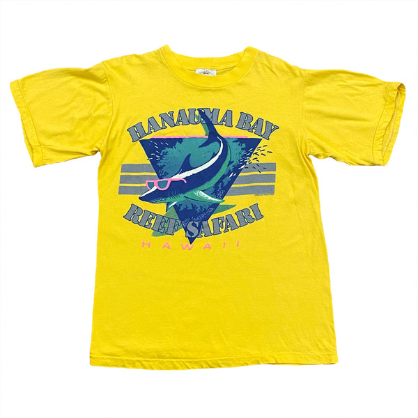 Vintage 1987 Hanauma Bay Reef Safari Hawaii Shark T-Shirt Men's Small