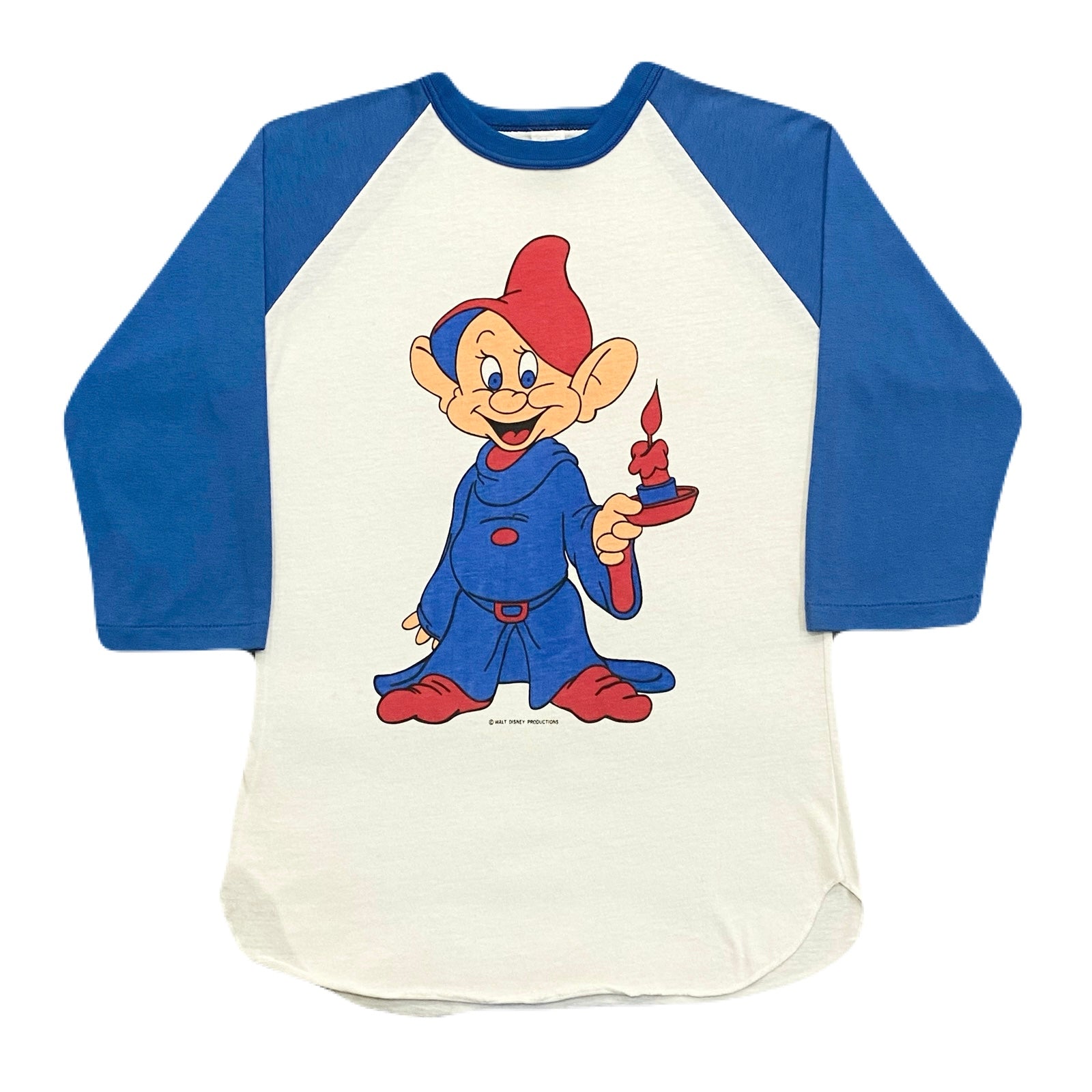 Vintage 70's Walt Disney Seven Dwarfs Dopey 3/4 Sleeve Allison Raglan T-Shirt Adult Medium