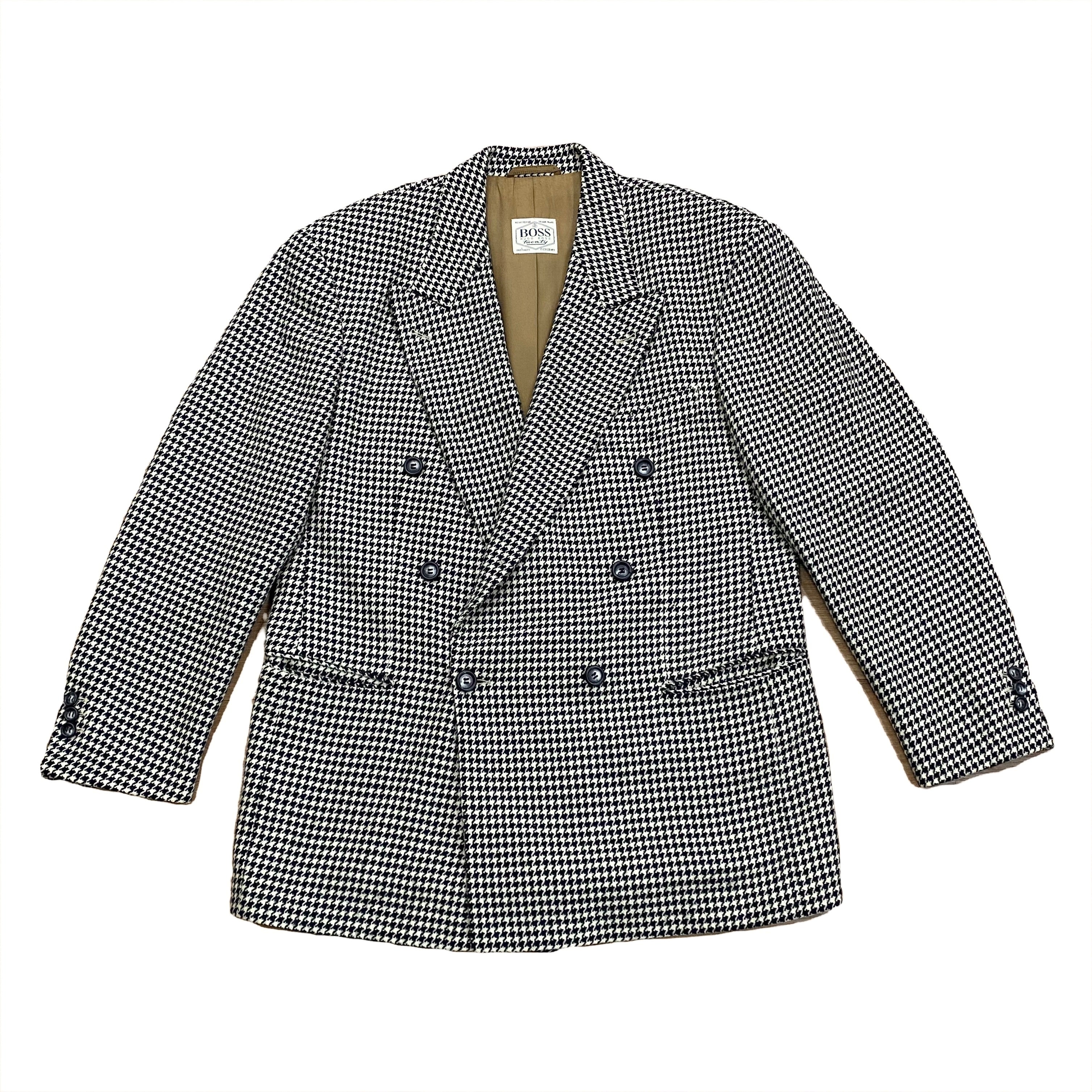 Vintage Hugo Boss Houndstooth Double Breasted Blazer Jacket Men’s 48