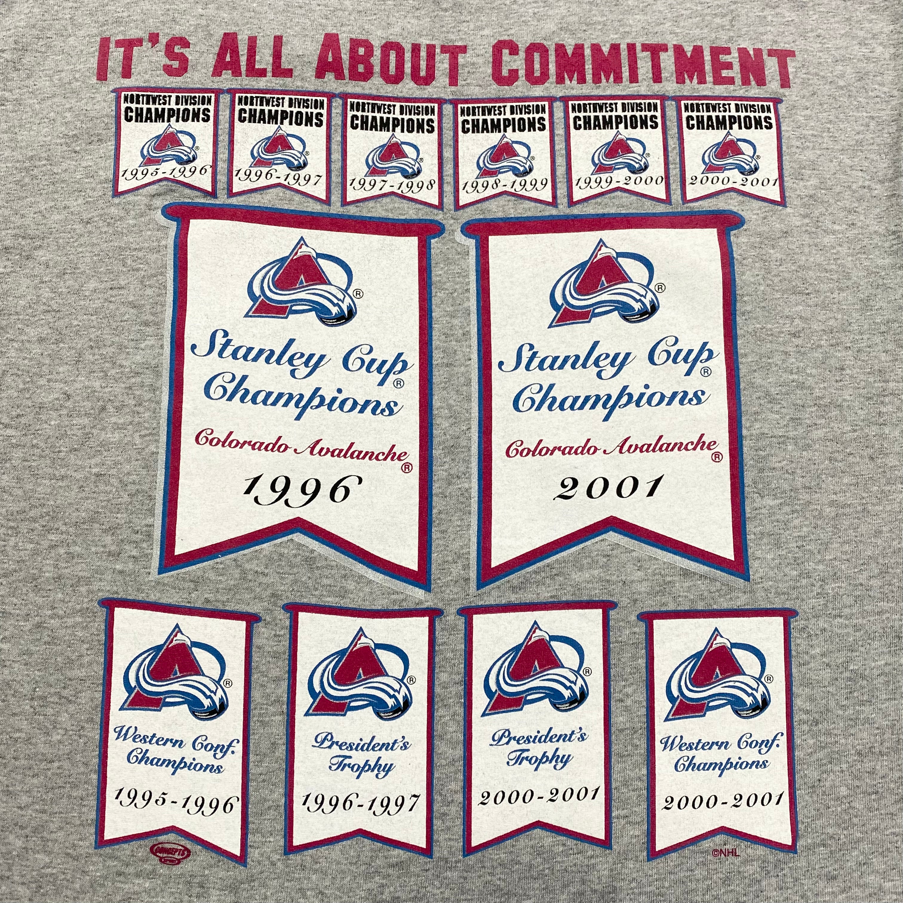 Vintage 2001 Concept Sports NHL Colorado Avalanche Stanley Cup Champions T-Shirt Men’s Medium