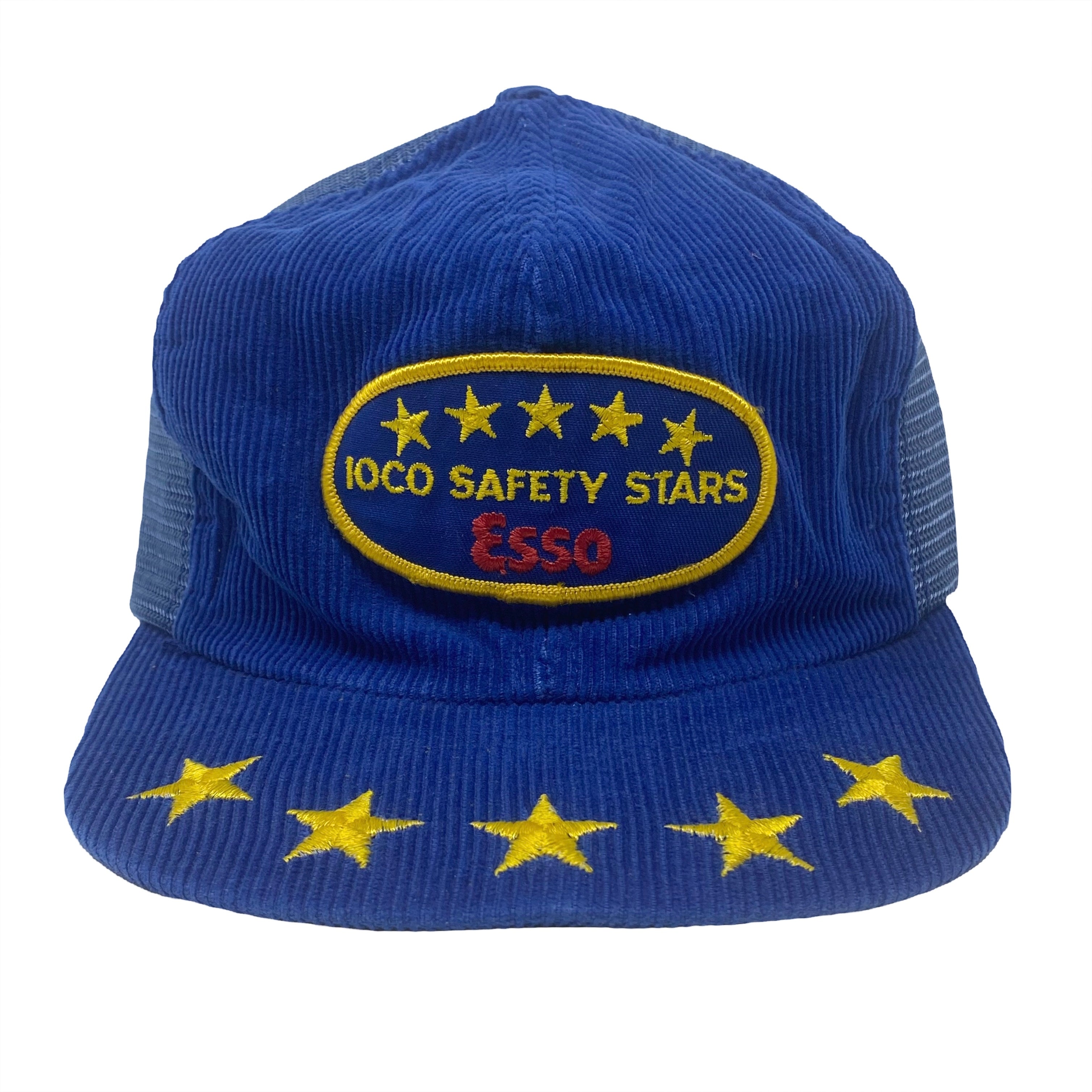 Vintage Esso Ioco Safety Stars Gas And Oil Corduroy Trucker Snapback Hat