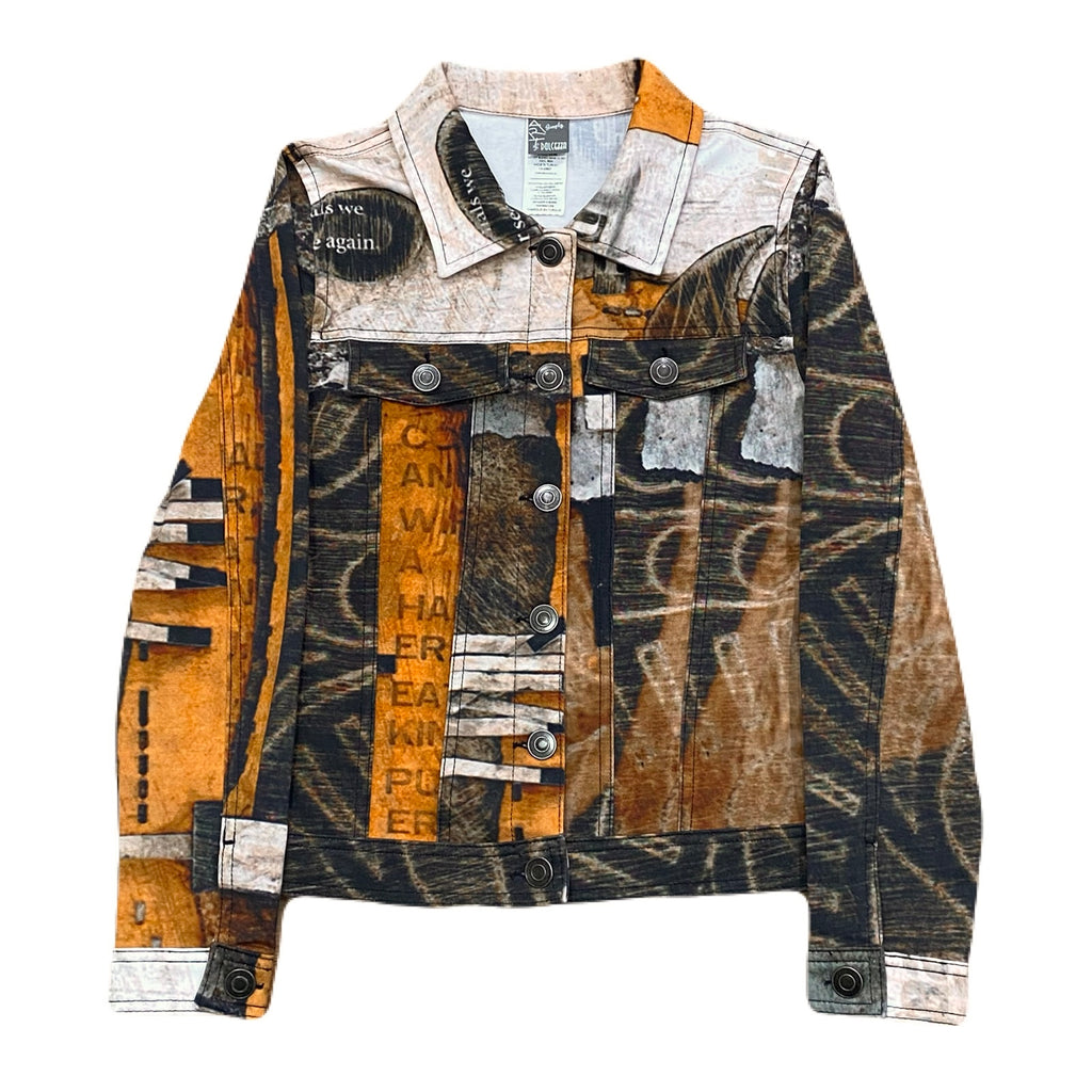 Simply Art By Dolcezza All Over Print Stretch Button Up Jacket Women’s Small