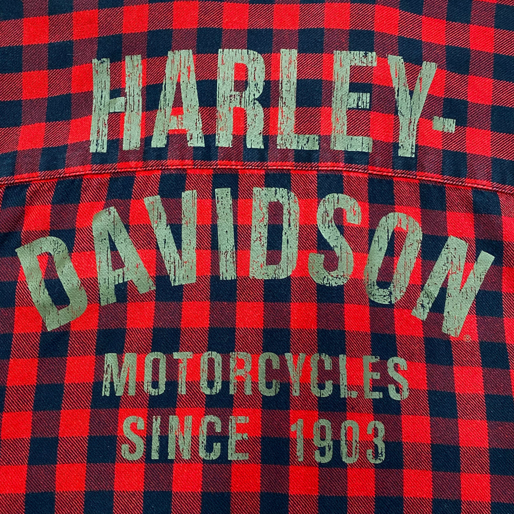 Harley Davidson Plaid Embroidered Short Sleeve Button Up Shirt XL