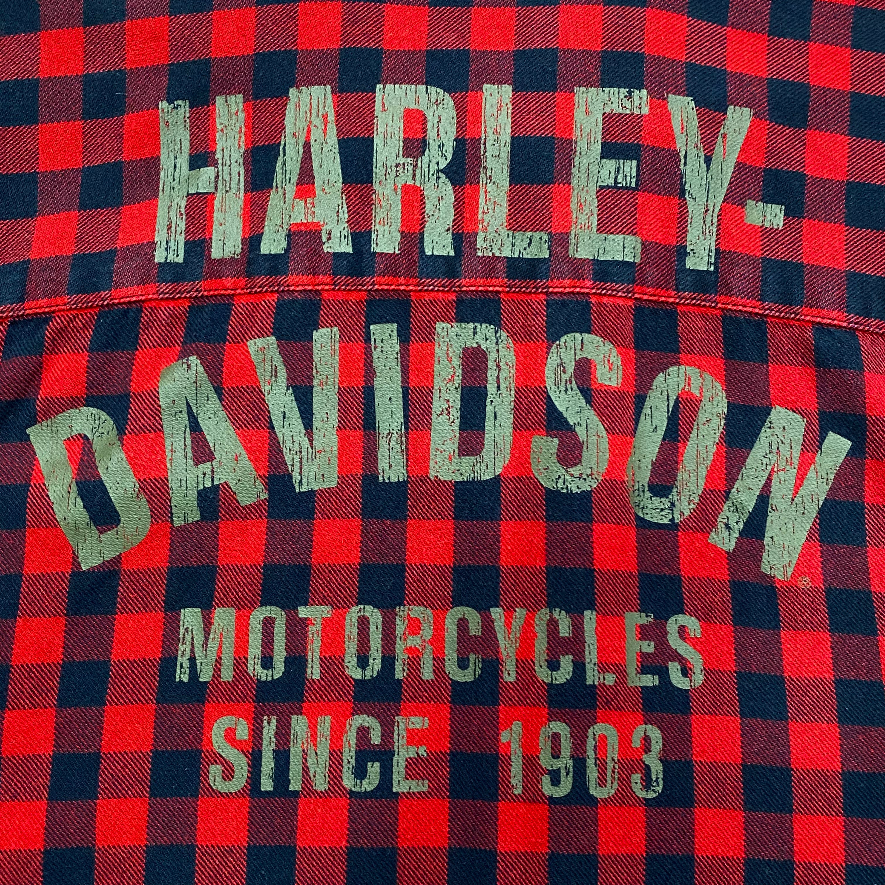 Harley Davidson Plaid Embroidered Short Sleeve Button Up Shirt XL